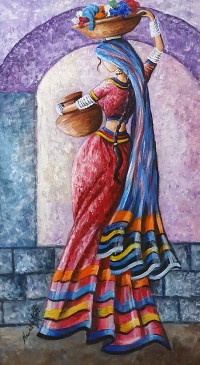Naish Rafi, 16 x 30 Inch, Acrylic on Canvas, Figurative Painting, AC-NHR-007